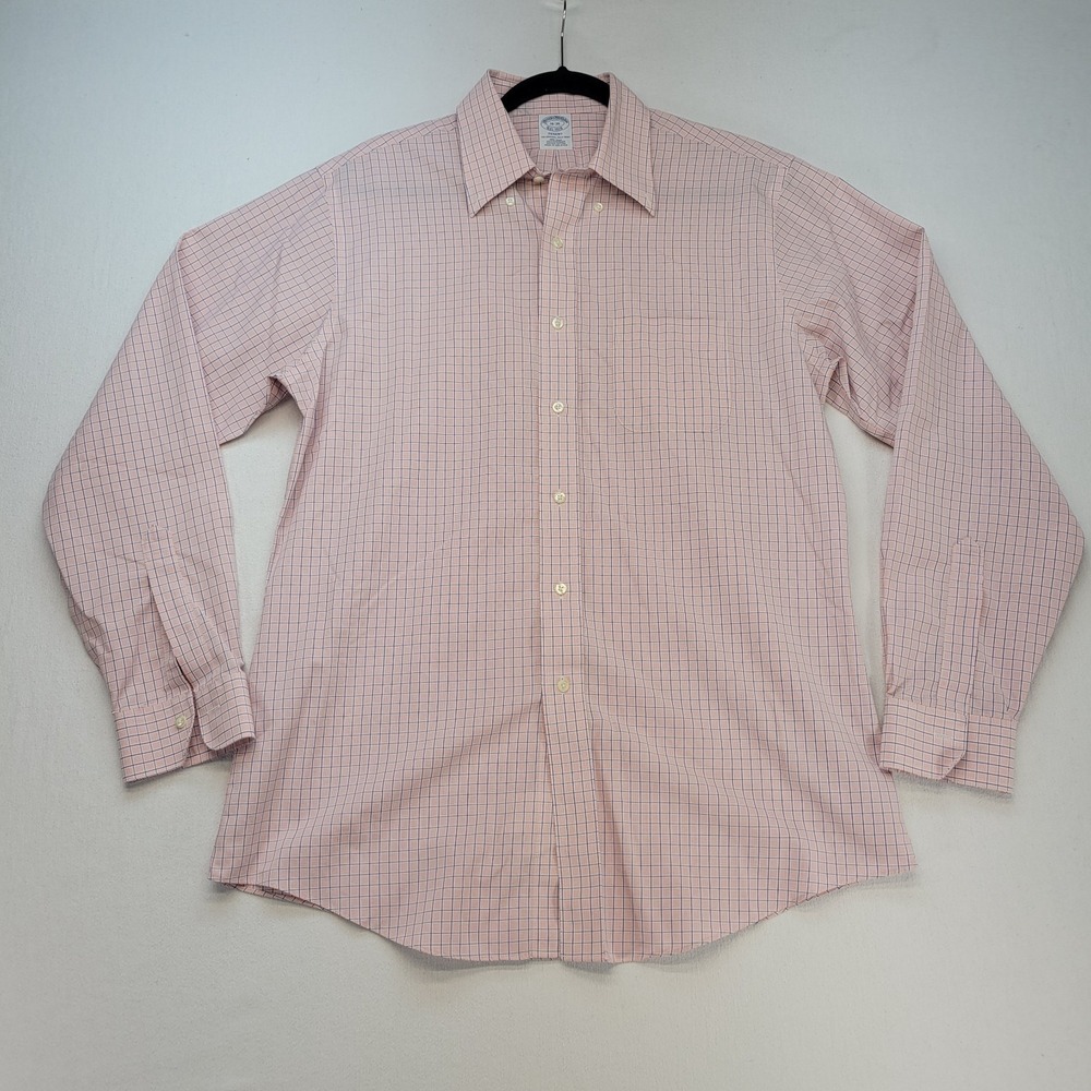 Brooks Brothers Dress Shirt Mens 16 35 Pink Regent Fit Button Down Supima Cotton
